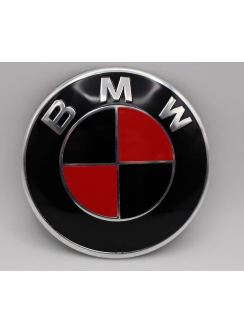 بي إم دبليو علامة شعار أمامي من قطعة واحدة من بي إم دبليو 82 مم - أسود وأحمر - Image 1